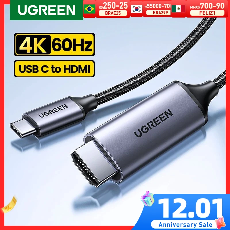 UGREEN USB C HDMI Cable Type C to HDMI Thunderbolt 3 Converter for MacBook Huawei Mate 30 Pro USB-C HDMI Adapter USB Type-C HDMI