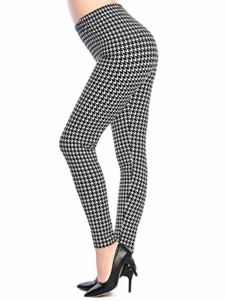 CHSDCSI Hot 2021 Print Flower Leggings Leggins Houndstooth Legins Plaid Thin Pant Fashion Stripe Women Aptitud Trousers