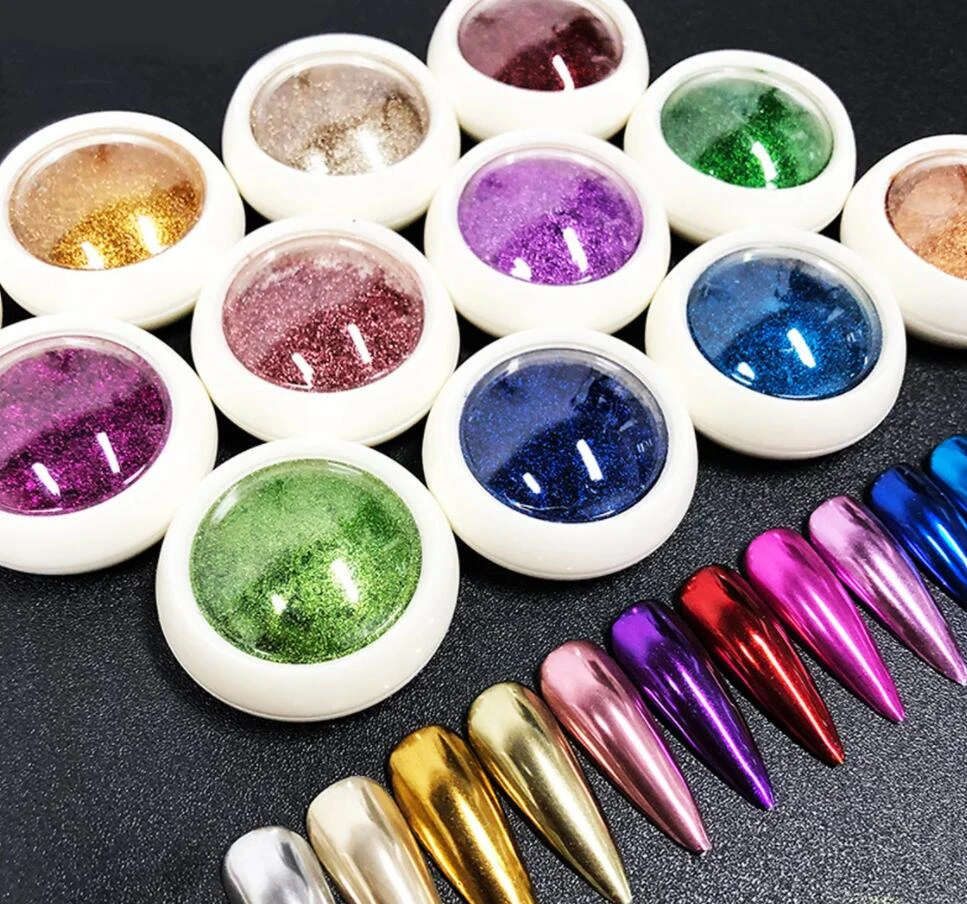 0.5g Powder Metallic Chrome Powder Metallic Chrome Powder in Mirror Silver, 19 Colors 1pc  Nail Art Chrome Powder Pigment,KUY-24