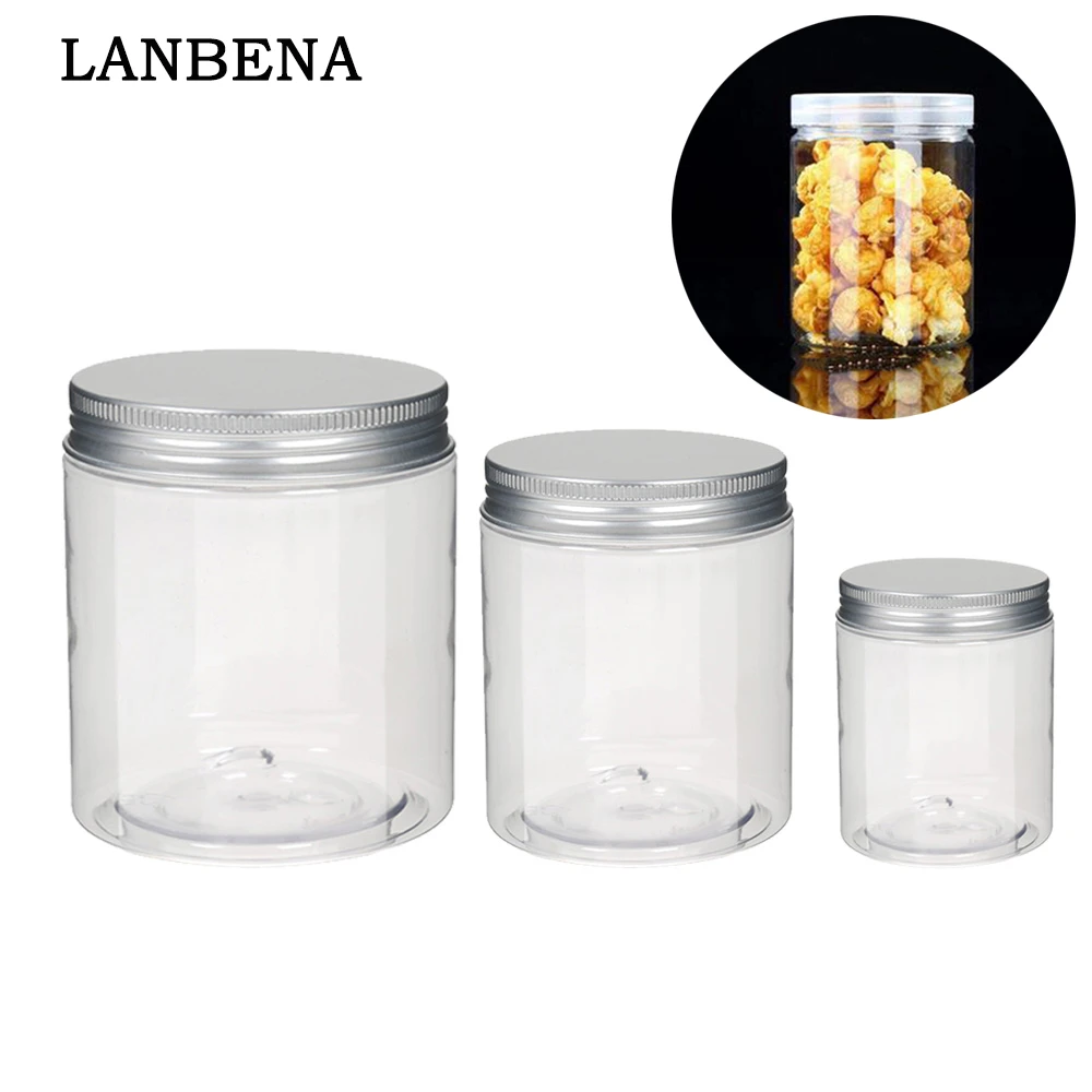 1pcs Clear Plastic Jar And Lids Empty Cosmetic Containers Makeup Box Travel Bottle 30ml 50ml 60ml 80ml 100ml 120ml 250ml 500ml