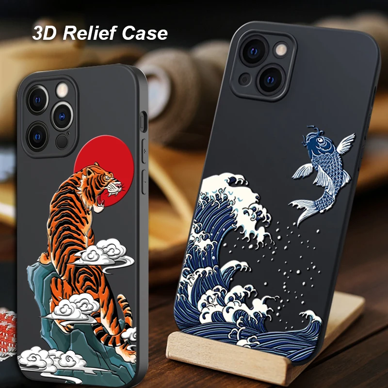 for iPhone 13 12 11 Pro Max Mini XS Max XR X SE 2020 8 7 Plus SE Case 3D Relief Matte Soft Back Cover LICOERS Official Funda