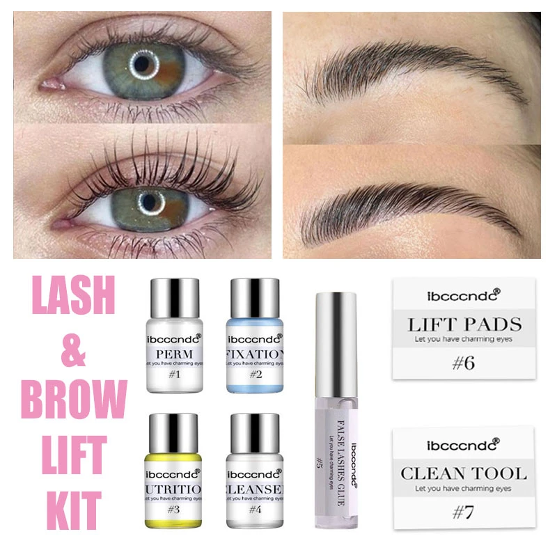 Pro Eye Lash & Brow Lift Perming Eyelash Lift Extension Kit Curling Eye lash Perming Lotion for Home Use Salon Brow Lamination