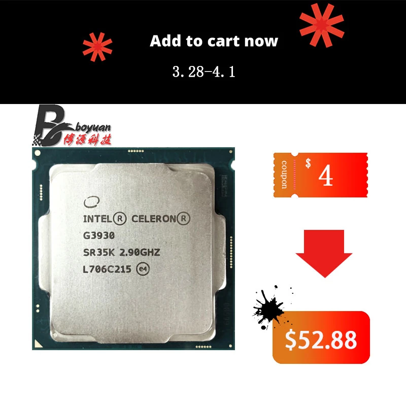 Intel Celeron G3930 2.9 GHz Dual-Core Dual-Thread CPU Processor 2M 51W LGA 1151