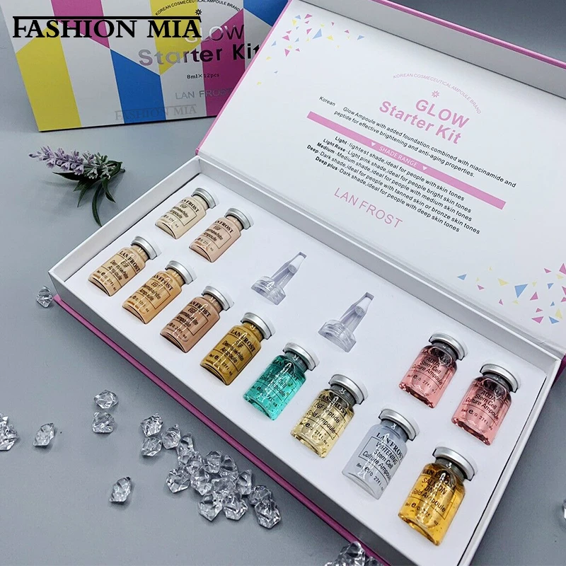 12Pcs Korean Cosmetics Stayve BB Cream Glow Starter Mix Kit MesoWhite Brightening Serum For Whitening Acne Anti-Aging Treatment