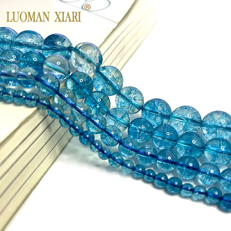 Fine AAA Natural Blue Topaz Beads Blue Crystal Beads Natural Stone Beads For Jewelry Making Diy Necklace Bracelet 6/ 8/10mm 15
