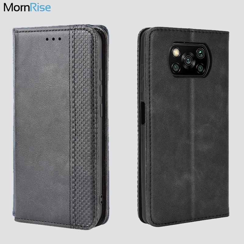 For Xiaomi MI Poco X3 X3 Pro GT Case Book Wallet Vintage Magnetic Leather Flip Cover Card Stand Soft Cover Luxury Phone Bags