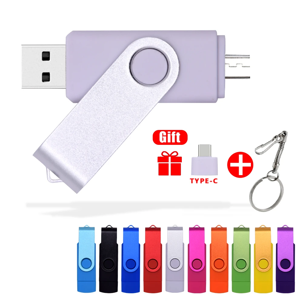 OTG Cle USB 3 In 1 Flash Drive 64gb 32gb 8gb 16gb 4gb USB 2.0 Pendrive USB Stick Flash Drive for Android Smartphone Custom Logo