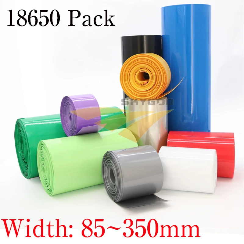 1 Meter Width 85mm~350mm 18650 Lithium Battery PVC Heat Shrink Tube Insulated Film Wrap lithium Case Cable Sleeve Multicolor
