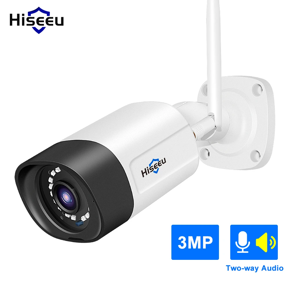 Hiseeu Wireless Outdoor IP Camera 1536P 1080P Waterproof 3MP CCTV Security Wifi Camera two-way audio P2P Bullet Hisee cloud APP