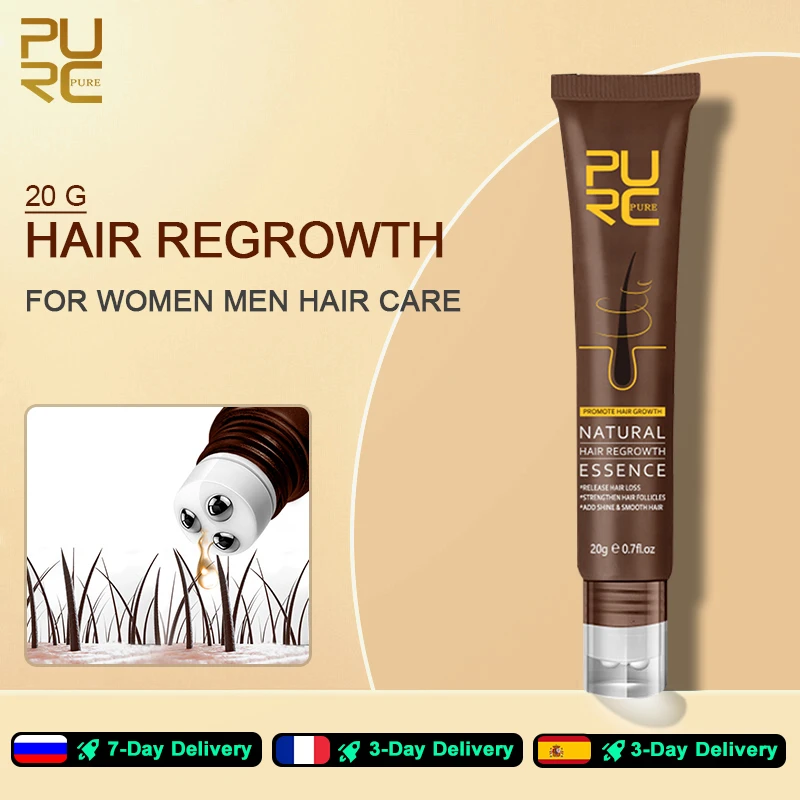PURC Natural Hair Growth Oil Thickener Essence Anti Hairs Loss Care Scalp Massage Roller Treatments Fast Grow Hair Oil Products