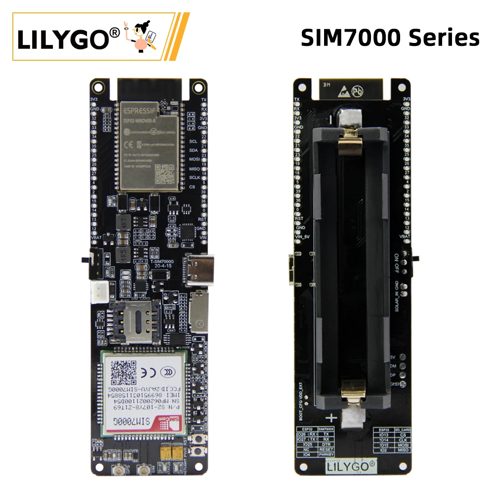 LILYGO® TTGO T-SIM7000G Module ESP32-WROVER-B Chip WiFi Bluetooth 18650 Battery Holder Solar Charge Board