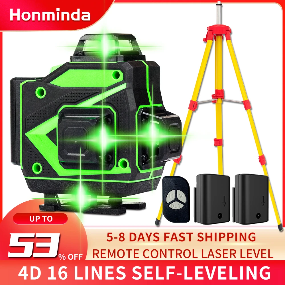 Laser Level 4D/3D 16 Lines Self Leveling Laser Self-Leveling Laser Level 360 Horizontal & Vertical Cross-Line With Magnetic Base