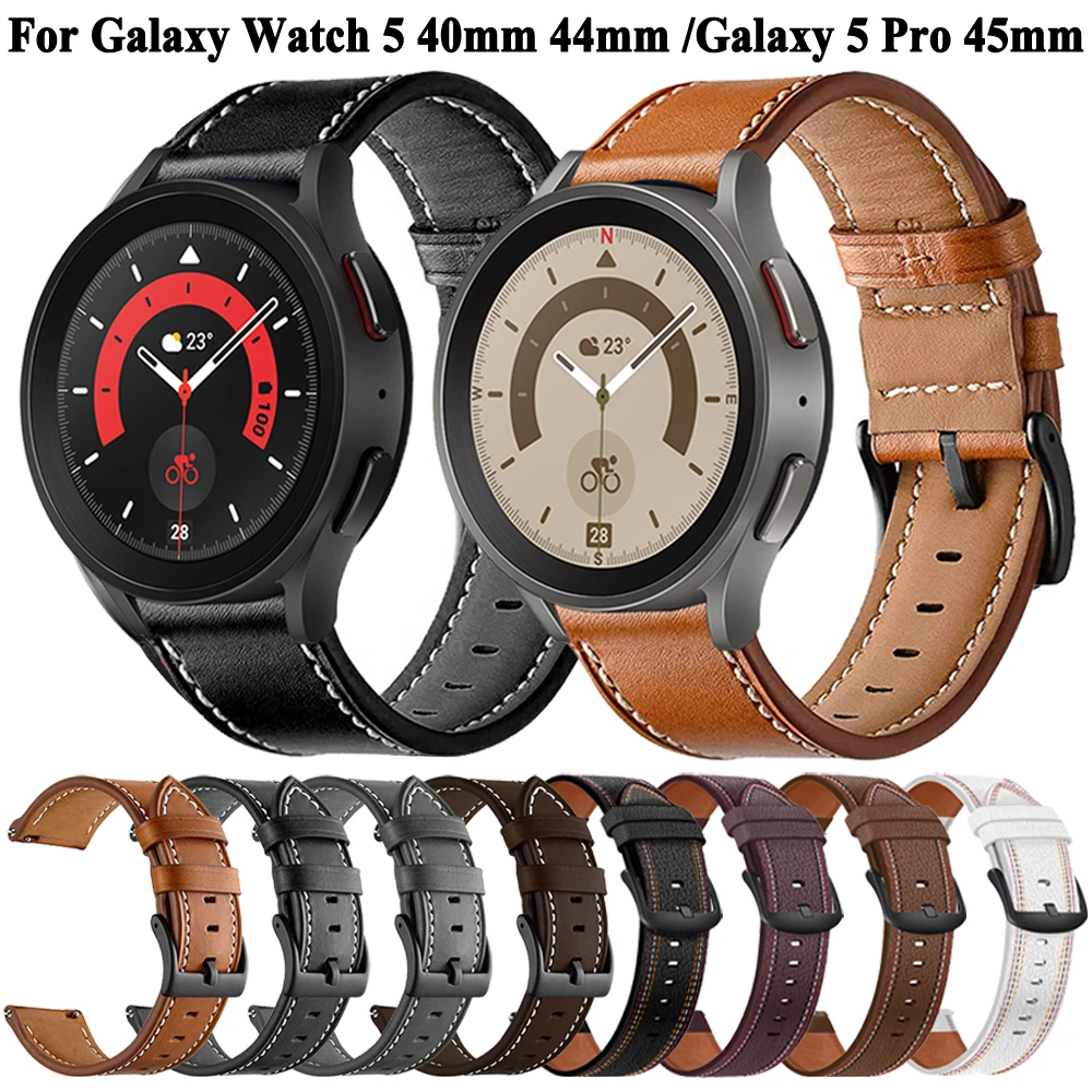 20mm Genuine Leather Strap Watchband For Samsung Galaxy Watch4 40 44mm/Watch 4 Classic 42 46mm Original Wristbands Bracelet Belt