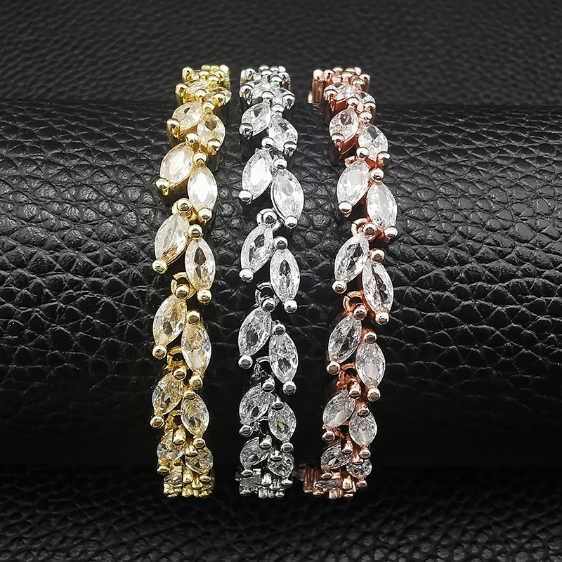 2021 New Trendy Leaves 925 Sterling Silver Bracelet Bangle For Women Anniversary Gift Jewelry Wholesale Moonso S5878