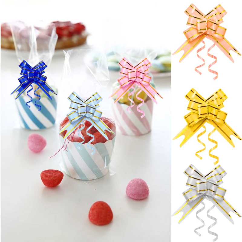 100pcs Pull Bow Gift Ribbons Flower Wrappers For Wedding Events Birthday Decoration Happy New Year Christmas Gifts Decoration
