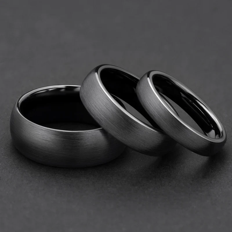 Eamti Ceramic Brushed Black Ring For Men Women 4mm 6mm 8mm Wide Male Wedding Ring Matte anillos mujer Plus Size 4 to Size 14