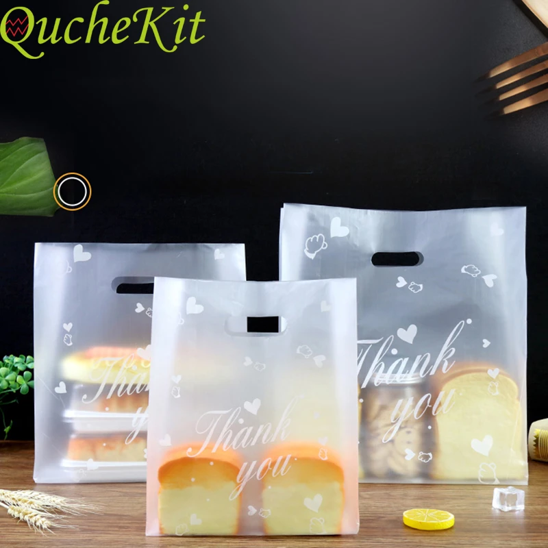 50pcs Merchandise Shopping Bags With Handle Plastic Packaging Bags For Clothes New Materiat Tote Bag Takeaway Salad Packing Bag