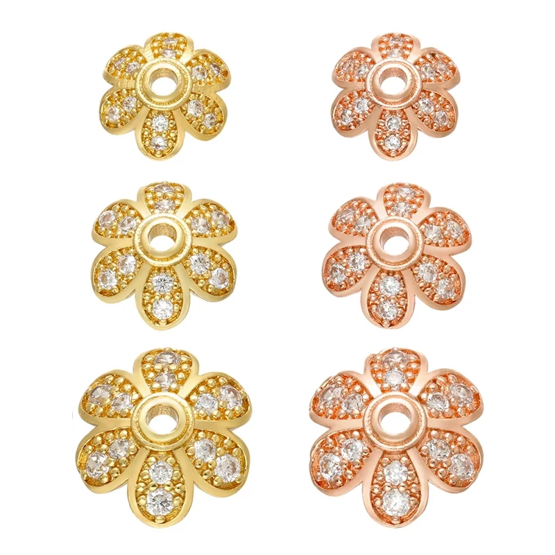 ZHUKOU CZ crystal gold/silver color flower bead caps for jewelry making big/Medium/small bead cap findings end caps model:VH20
