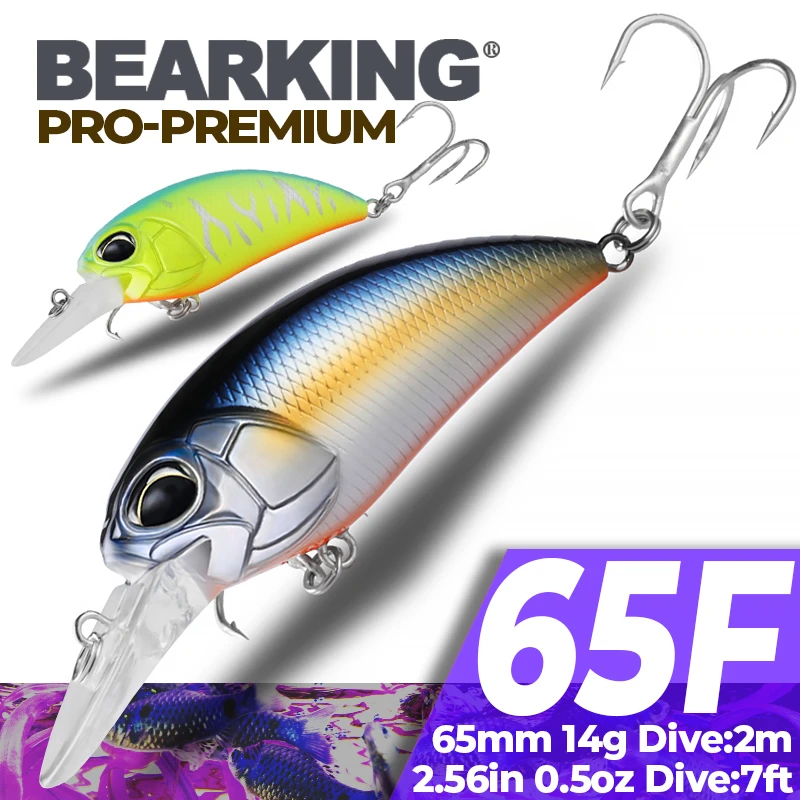 2017 New hot Excellent Bearking hot professional quality crank bait good fishing lures 65mm,14g crank.dive 2m,pike bass fishing