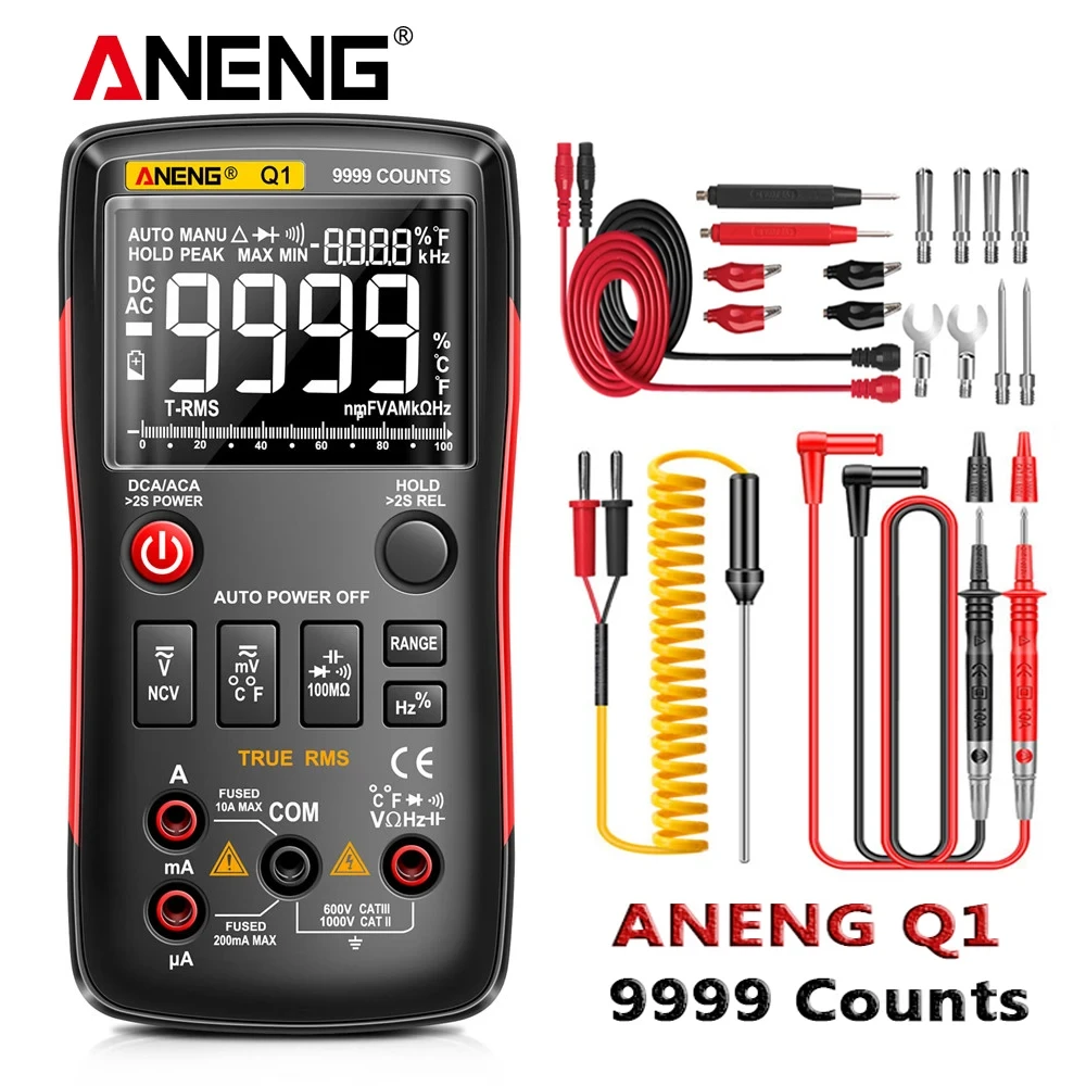 ANENG Q1 Digital Multimeter 9999 Analog Tester True RMS Professional Multimetro DIY Transistor Capacitor NCV Testers Lcr Meter