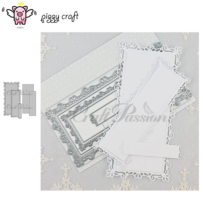 Piggy Craft metal cutting dies cut die mold Lace rectangular frame Scrapbook paper craft knife mould blade punch stencils dies