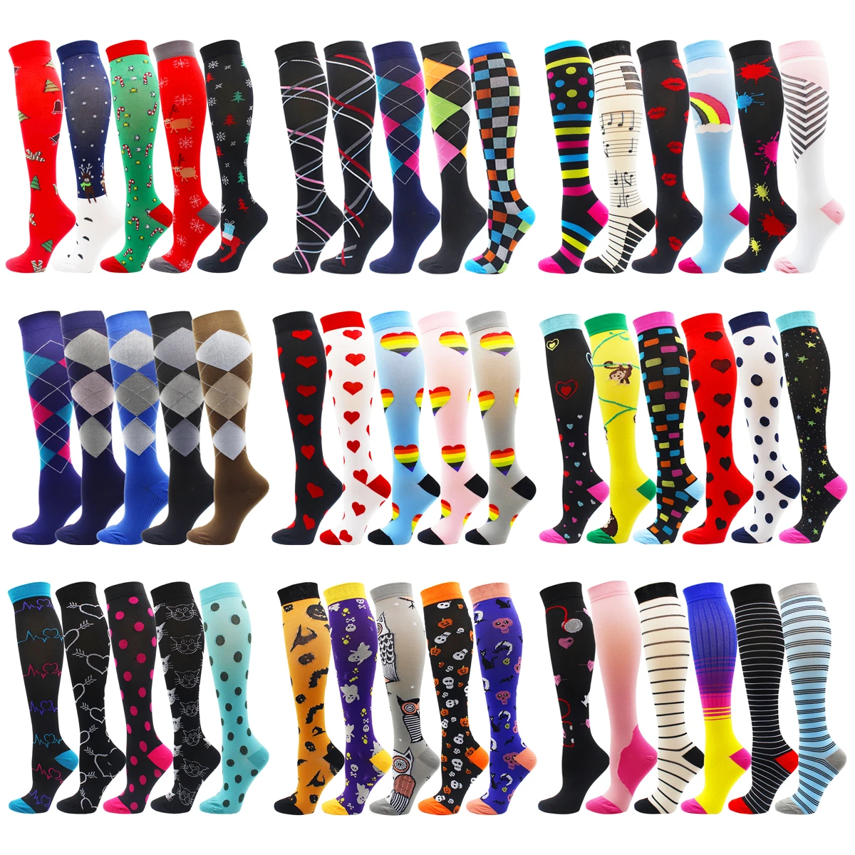 Woman and Men Compression Socks Circulation Multi Pairs Best Fit for Varicose Veins Athletic Travel Running Cycling Men Socks