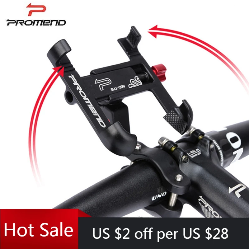 Promend 360 Rotatable Bicycle Phone Holder Universal Aluminum Handlebar Mobile Phone Mount Racks MTB Bike Cell Phone Stand Clip