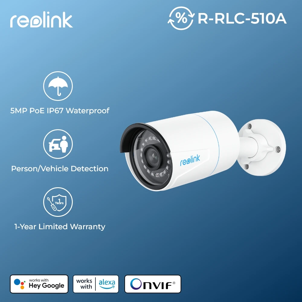 Reolink outdoor ip camera 5MP PoE waterproof Infrared night vision SD card slot Onvif bullet home video surveillance RLC-410