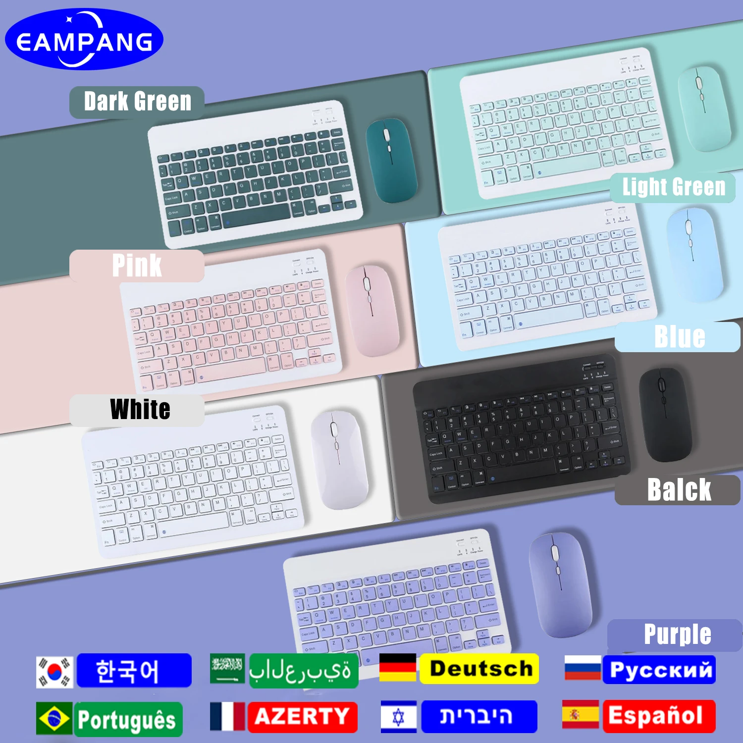 Support Bluetooth Keyboard Russian Arabic Korean Spanish Teclado Keyboard for Android Samsung Windows Apple Mac iPad Keyboard