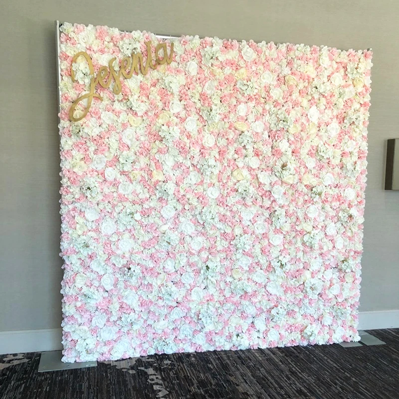 60x40cm Artificial Flowers DIY Wedding Decoration Flower Wall Panels Silk Rose Flower Pink Romantic Wedding Backdrop Decor