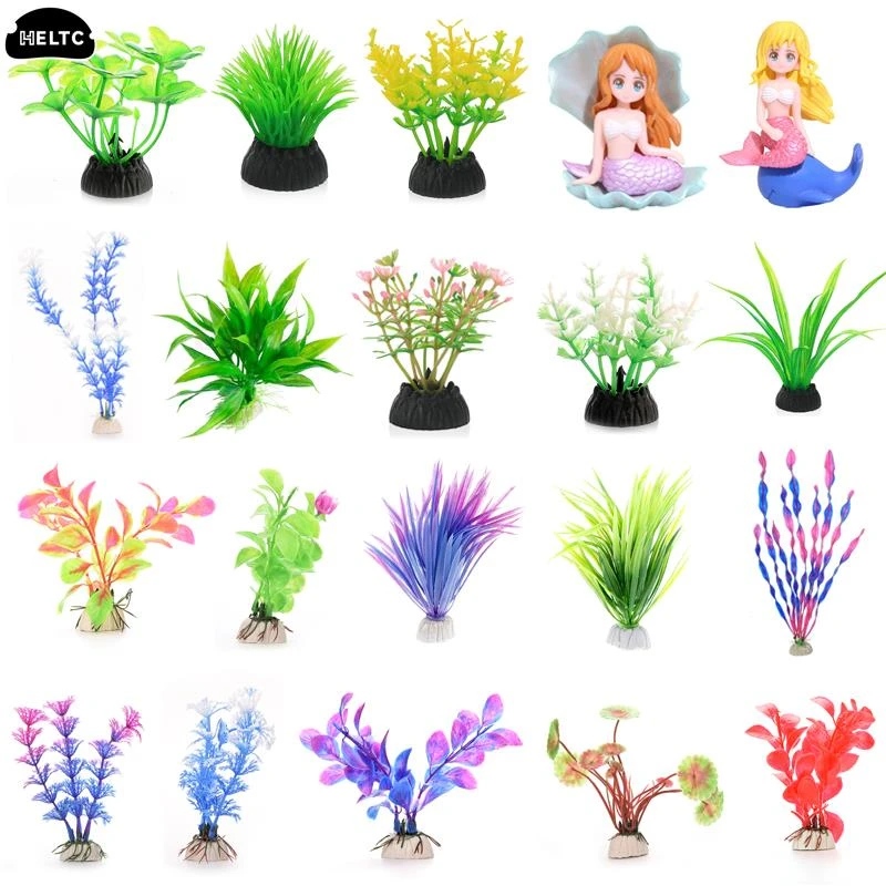 15cm  Artificial grass Plastic Manmade Water Plant Green Grass for Aquarium