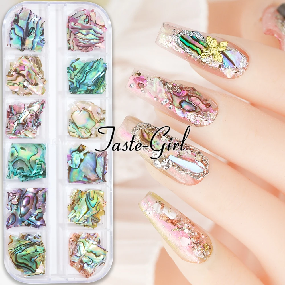 1 Box Nails Abalone Shell Fragments Texture Natural Sea Shell 3d Charm Nail Art Decoration Slice DIY Beauty Salon Tools new