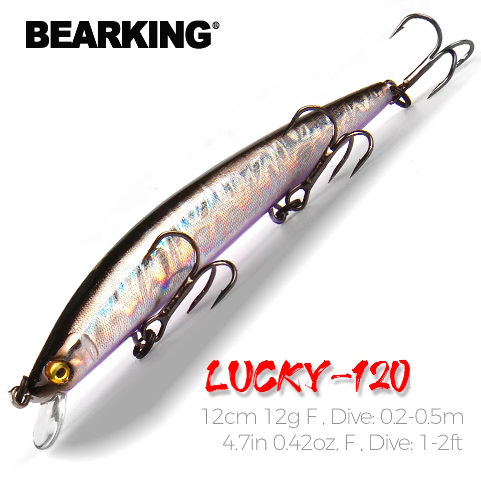 BEARKING 12cm 12g Crankbait Fishing Lure Artificial Crank Hard Bait Slim Minnow Fishing Wobblers Fish Lures