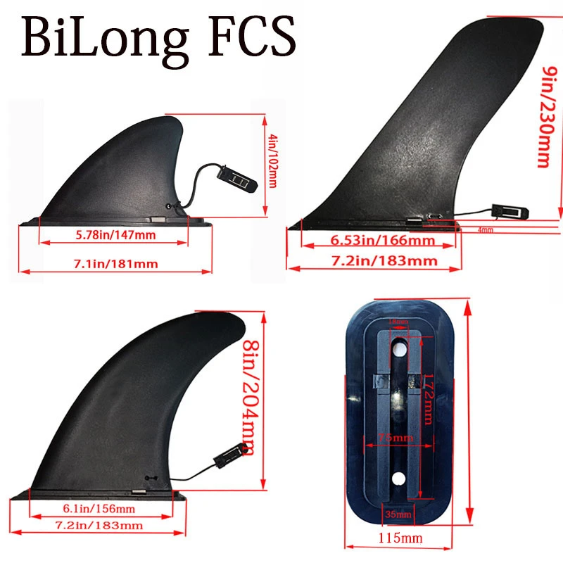 Inserted long plate fin American box SUP center ankle PA66 nylon surf ankle inflatable plate fin surf paddle FIN paddle board