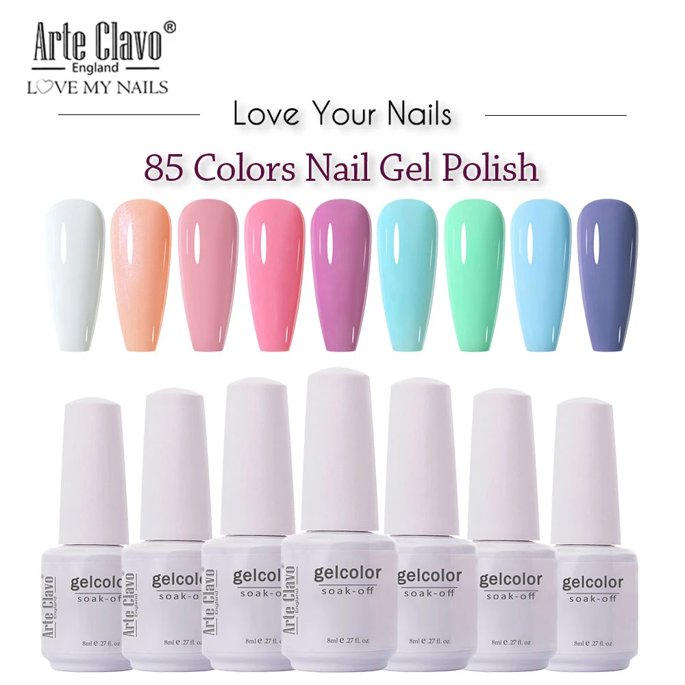 Arte Clavo Gel Nail Polish LED UV Gel For Nail 85 Colors Soak Off Nails Gel Lacquer Glitter 8ML Nude Red Hybrid Nail Polish