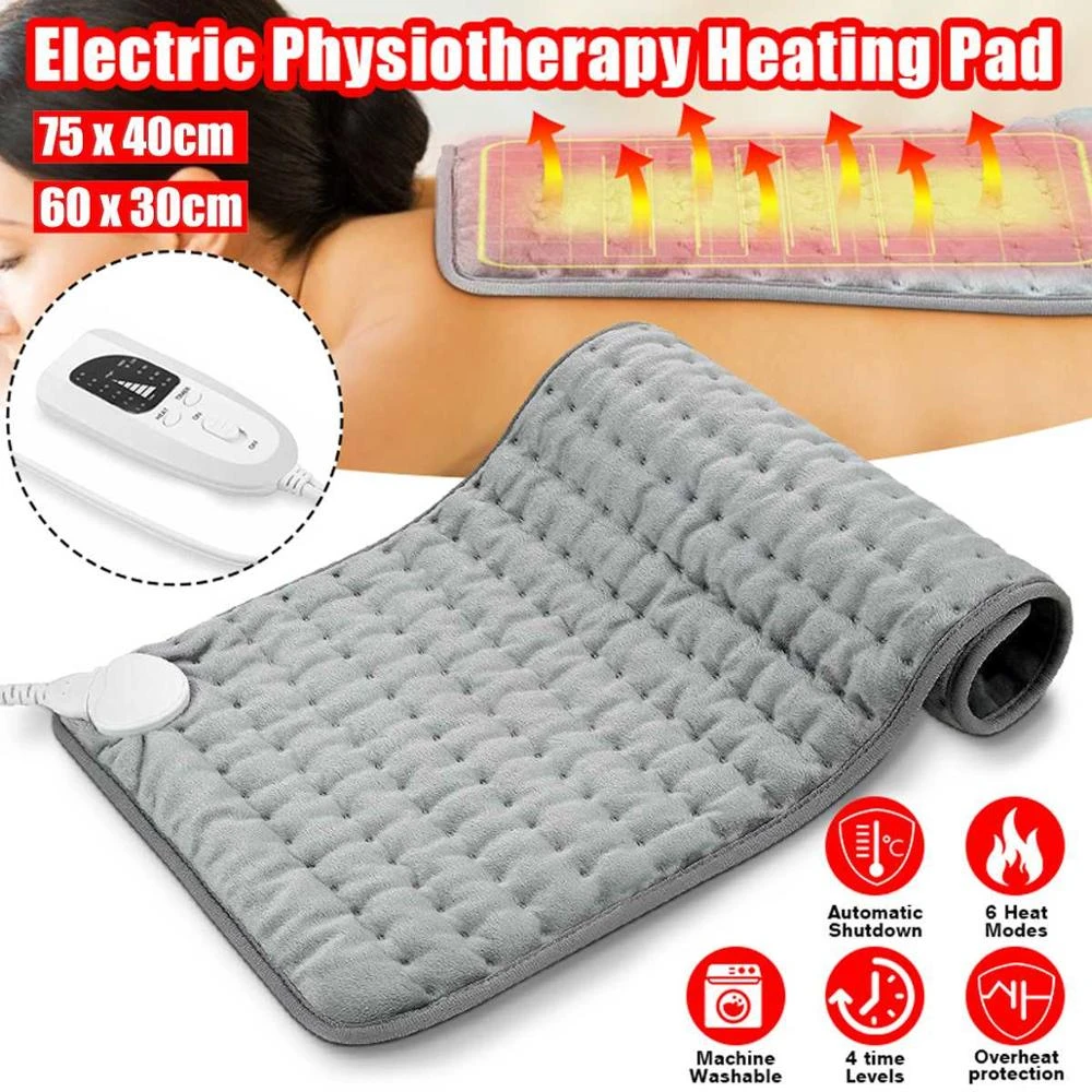 6 Level 120W110~240V Electric Heating Pad For Shoulder Neck Back Spine Leg Pain Relief Winter Warmer Heating Pad 75x40cm 60x30cm