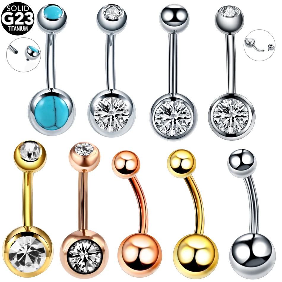 1PC G23 Titanium Navel Piercings Belly Piercings 14G Belly Button Rings Piercing Ombligo Nombril Navel Rings Dangle Body Jewelry