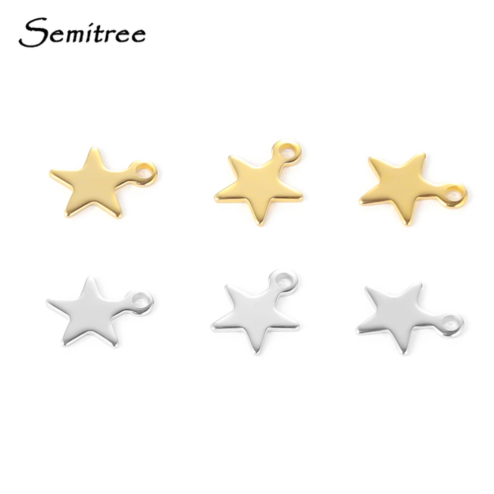 Semitree 20pcs Stainless Steel Small Star Pendant Flat Charms for DIY Jewelry Making Necklace Decoration Bracelet End Tail Charm