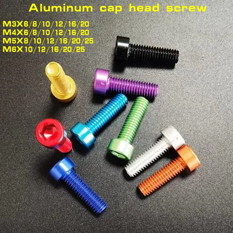 10pcs din912 M3 M4 M5 M6 colourful aluminum hex socket cap head machine screw