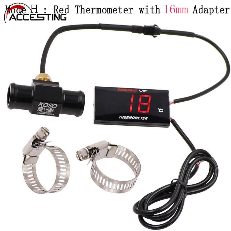 KOSO Motorcycle Thermometer For YAMXHA NMAX XMAX TMAX LED Digital Display Water Temperature Adapter Sensor Accessories Set