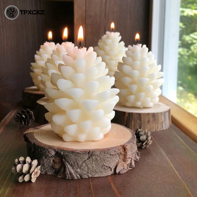 3d Christmas Pine Cone Silicone Candle Mold Diy Handmade Aromatherapy Candles Beeswax Pinecone Candle Making Mould