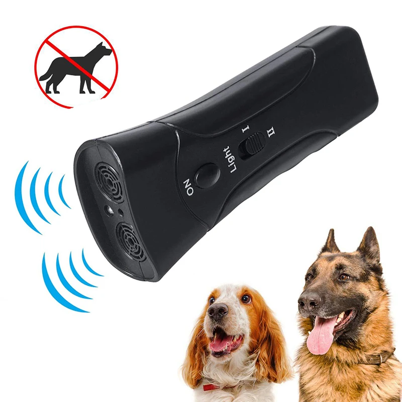 Ultrasonic Dog repeller LED Flashlight Pet Chaser Training Equipment Double Head Anti Barking Device Dog Supplies German Shepher
