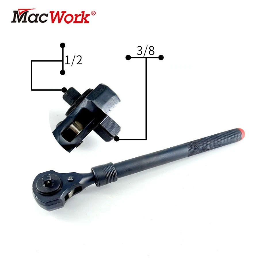 1/2in. and 3/8in. Drive Dual Head Ratchet Handle with Hammer Function Telescopic Extendable Ratchet Handle