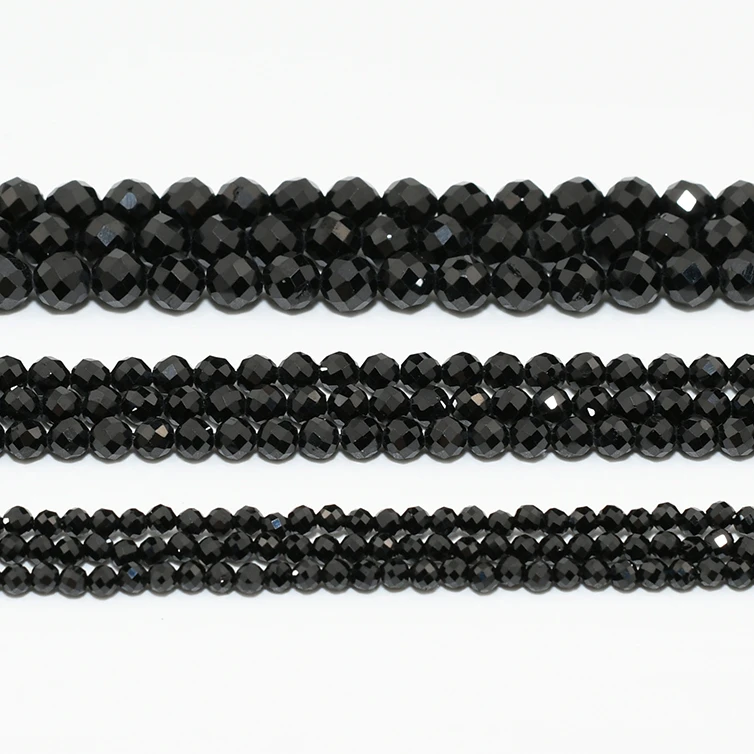 Natural Bright Quality Natural Black Spinel Faceted Loose Round Beads 2mm,3mm,4mm