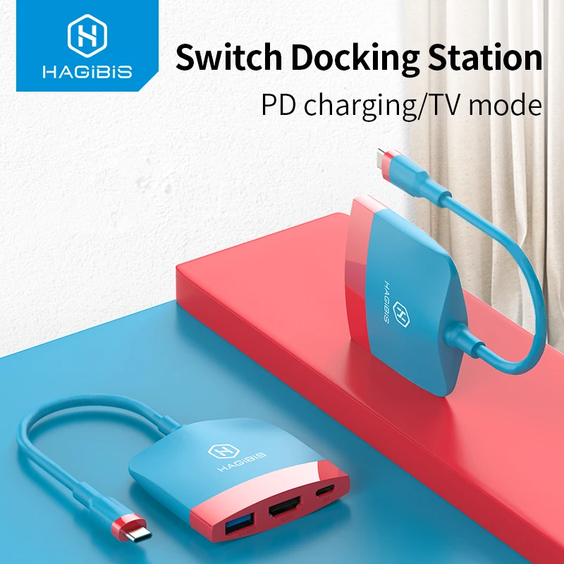 Hagibis Switch Dock TV Dock for Nintendo Switch Portable Docking Station USB C to 4K HDMI-compatible USB 3.0 PD for Macbook Pro