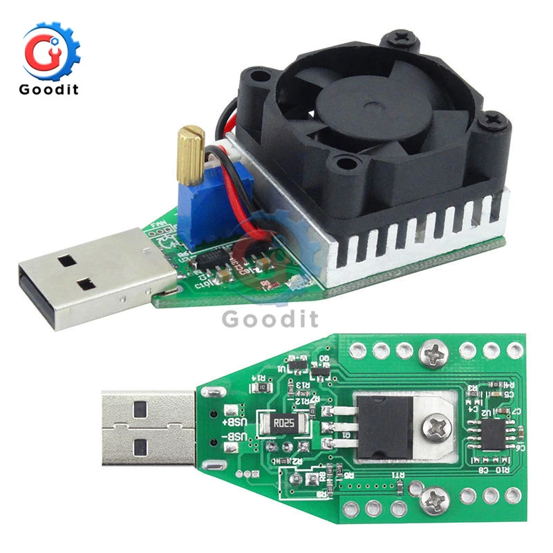 15W DC 3V-21V Electronic Test Load resistor USB Interface Battery Discharge Capacity Tester with Fan Adjustable Current Module