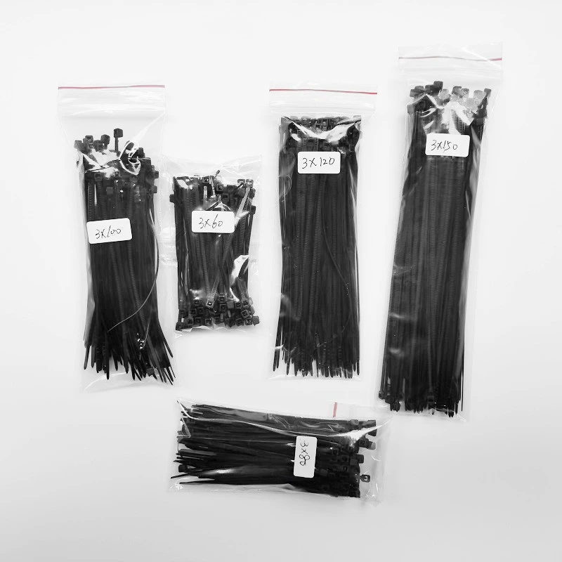 500pcs/Lot 3x60 3x80 3x100 3x120 3x150 Combination Set  Self-Locking Plastic Nylon Wire Cable Zip Ties Black or White