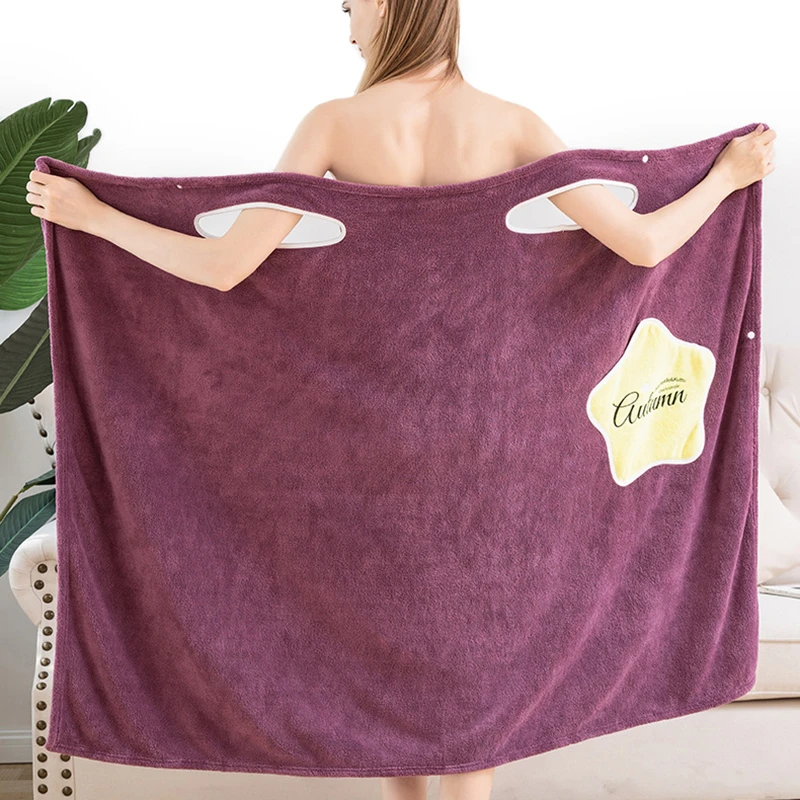 Wearable Bath Towel Superfine Fiber Towels Soft and Absorbent Coral Fleece Towel for Hotel Home Bathroom Gifts Women Bathrobe