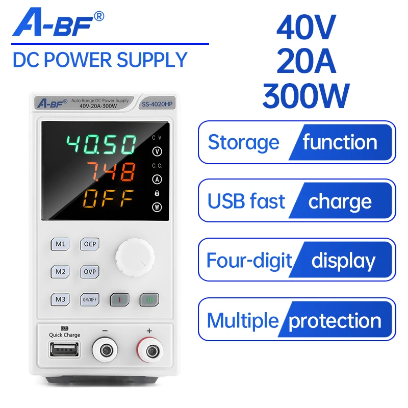 A-BF Adjustable DC Power Supply 30V 5A Lab Programmable Memory Function Voltage Regulator 4 Digit Display Switching Power Source