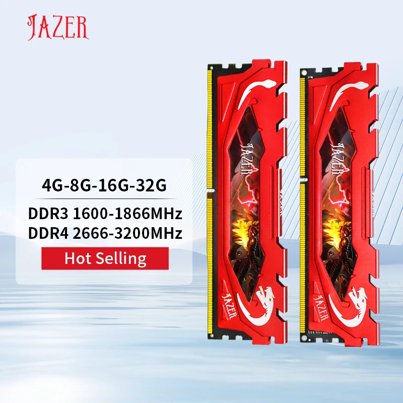 JAZER DDR4 Ram 16GB 3000MHz 2400MHz 2666MHz 2GB 4GB 8GB Desktop Memory  Computer DDR3 1600MHz 1866MHz Rams With Heatsink